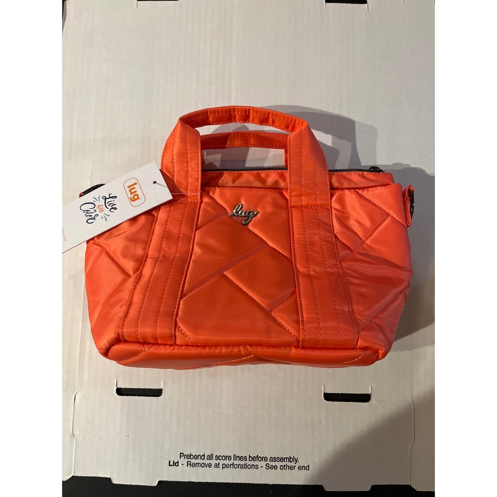 Lug Mini Puffer Tote Crossbody‎ Bag Neon Orange Quilted Nylon New With Tags